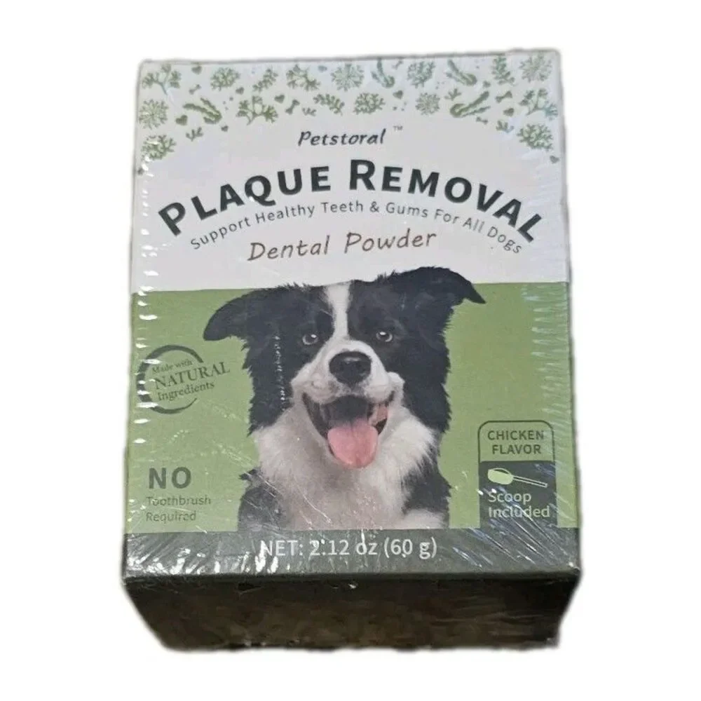NIB Plaque Removal Natural Dental Powder Dog Dental Care & Bad Breath 03/2028